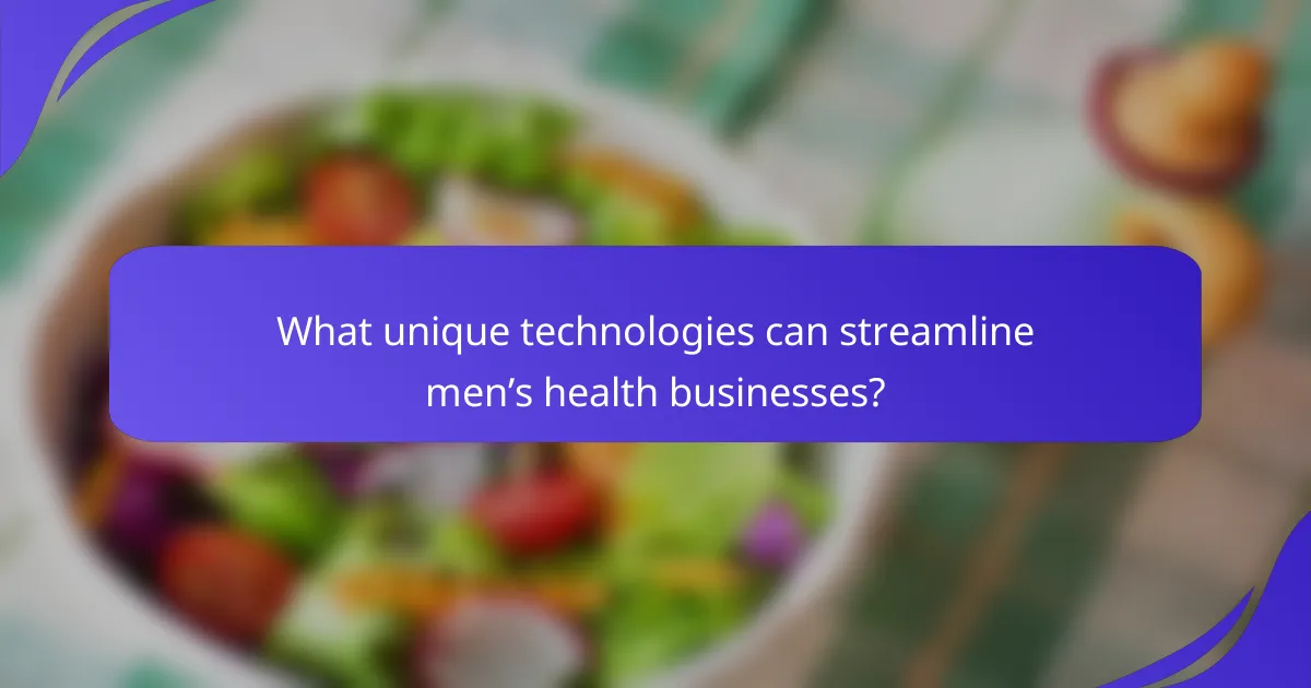 What unique technologies can streamline men’s health businesses?