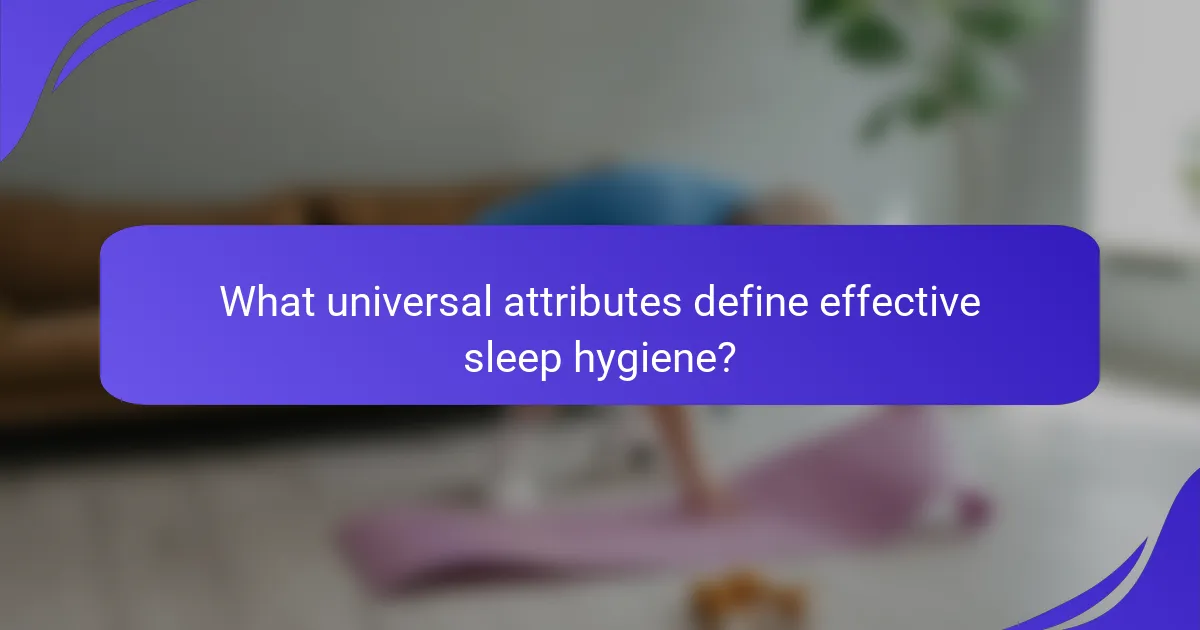 What universal attributes define effective sleep hygiene?
